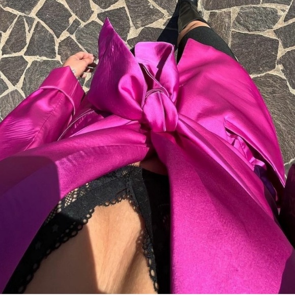 New Zara  Pink Satin One Button Structured Tie Sash Front Blazer - Picture 5 of 16